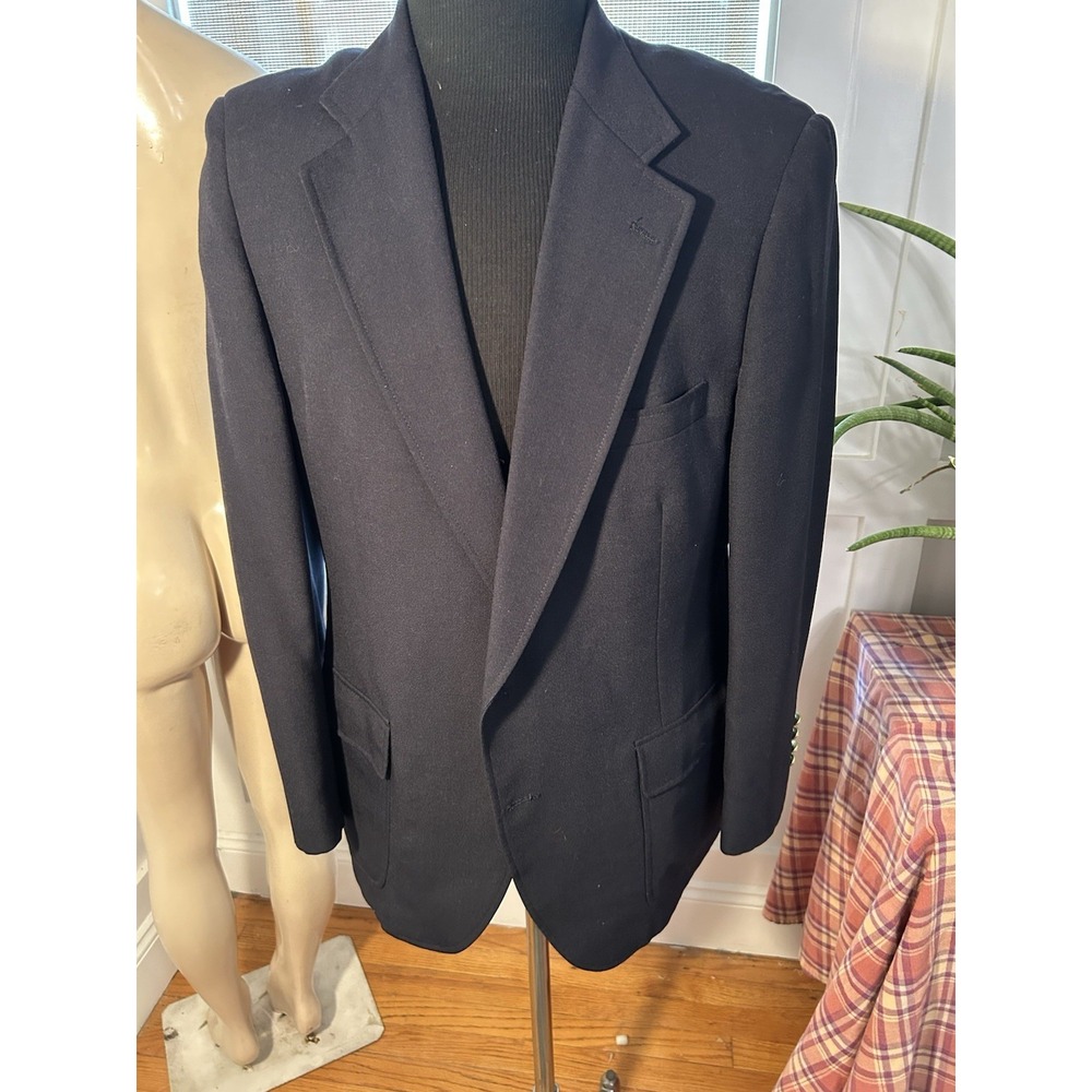 Vtg Raquet Club Navy Gold Crest Button Sports Coat Jacket Sz 44 Wimbledon USA